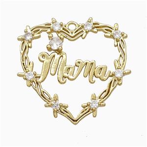 Copper Heart Mama Pendant Pave Zirconia Gold Plated, approx 25mm [FN20059]