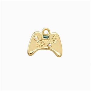 Game Handle Charms Copper Pendant Pave Zirconia Gold Plated, approx 9-12mm [FN20066]