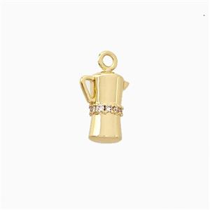 Copper Coffee Pot Pendant Pave Zirconia Gold Plated, approx 5-10mm [FN20068]