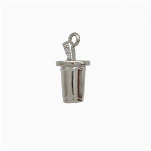 Ice Cream Bottle Drink Cup Charms Copper Pendant Pave Zirconia Platinum Plated, approx 4-12mm [FN20069]