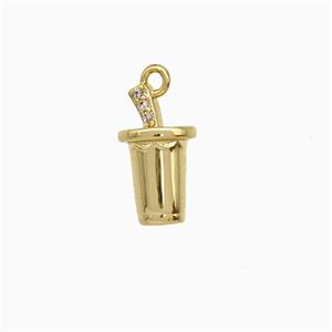 Ice Cream Bottle Drink Cup Charms Copper Pendant Pave Zirconia Gold Plated, approx 4-12mm [FN20070]