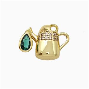 Copper TeaPot Pendant Pave Zirconia Gold Plated, approx 11-15mm [FN20072]