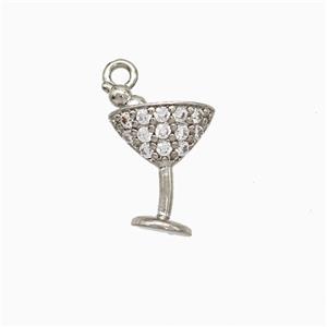 Ice Cream Bottle Drink Cup Charms Copper Pendant Pave Zirconia Platinum Plated, approx 9-10mm [FN20075]