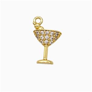 Ice Cream Bottle Drink Cup Charms Copper Pendant Pave Zirconia Gold Plated, approx 9-10mm [FN20076]