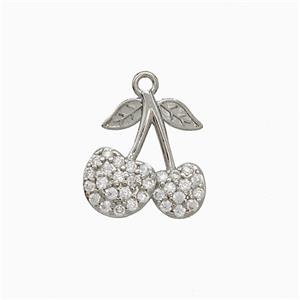 Copper Cherry Pendant Micropave Zirconia Platinum Plated, approx 13mm [FN20078]