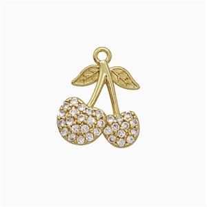 Copper Cherry Pendant Micropave Zirconia Gold Plated, approx 13mm [FN20079]