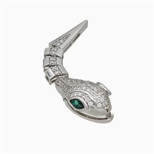 Copper Snake Pendant Micropave Zirconia Platinum Plated, approx 11-21mm, 3-30mm [FN20090]