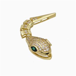 Copper Snake Pendant Micropave Zirconia Gold Plated, approx 11-21mm, 3-30mm [FN20091]