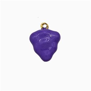Copper Strawberry Pendant Purple Enamel Gold Plated, approx 11-12mm [FN20105]