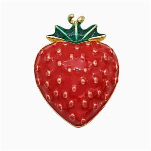 Copper Strawberry Pendant Red Enamel Gold Plated, approx 18-22mm [FN20108]