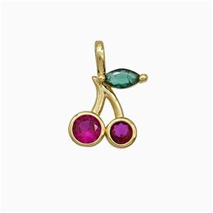 Copper Cherry Pendant Pave Zirconia Gold Plated, approx 13mm [FN20109]