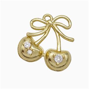 Copper Cherry Pendant Pave Zirconia Gold Plated, approx 18mm [FN20113]