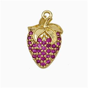 Copper Strawberry Pendant Micropave Zirconia Gold Plated, approx 12-17mm [FN20114]
