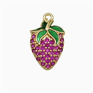 Copper Strawberry Pendant Micropave Zirconia Gold Plated, approx 12-17mm [FN20115]