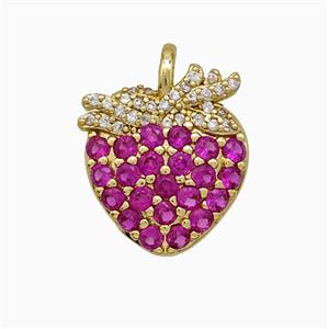 Copper Strawberry Pendant Micropave Zirconia Gold Plated, approx 15-17mm [FN20117]