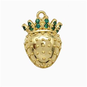 Copper Strawberry Pendant Micropave Zirconia Gold Plated, approx 13-18mm [FN20118]