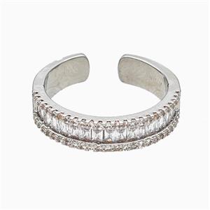 Copper Ring Pave Zircon Platinum Plated, approx 5mm, 18mm dia [FN20122]