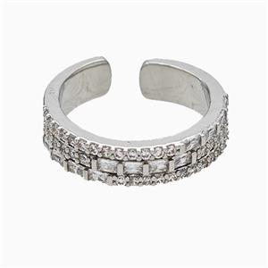 Copper Ring Pave Zircon Platinum Plated, approx 5.5mm, 18mm dia [FN20124]