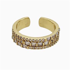 Copper Ring Pave Zircon Gold Plated, approx 5.5mm, 18mm dia [FN20125]