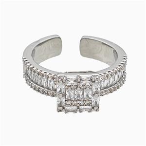 Copper Ring Pave Zircon Platinum Plated, approx 8mm, 18mm dia [FN20126]