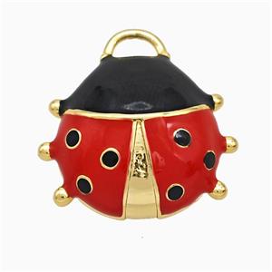 Copper Ladybug Pendant Red Enamel Gold Plated, approx 23-25mm [FN20150]