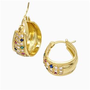 Copper Leaveback Earrings Pave Zirconia Gold Plated, approx 11.5mm, 18-22mm [FN20159]