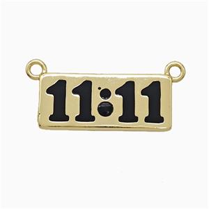 Copper Pendant Double Eleven Number 11 Enamel 2loops Gold Plated, approx 9-20mm [FN20160]