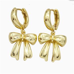 Copper Bowknot Hoop Earrings Gold Plated, approx 17-19mm, 15mm dia [FN20177]