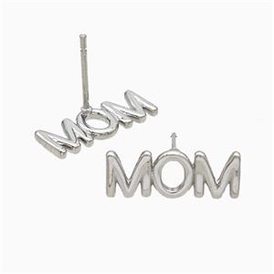 Copper MOM Stud Earrings Platinum Plated, approx 6-16.5mm [FN20190]