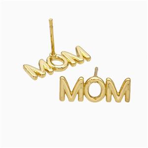Copper MOM Stud Earrings Gold Plated, approx 6-16.5mm [FN20191]