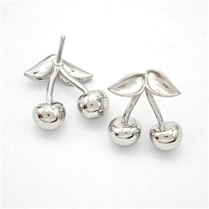 Copper Cherry Stud Earrings Platinum Plated, approx 14-16mm [FN20199]