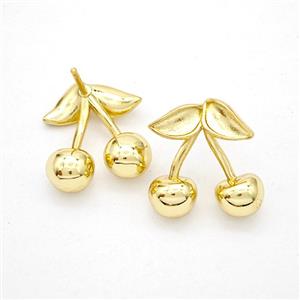 Copper Cherry Stud Earrings Gold Plated, approx 14-16mm [FN20200]
