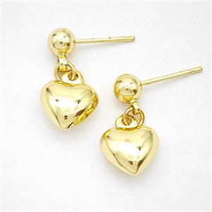 Copper Heart Stud Earrings Gold Plated, approx 10mm, 5mm [FN20234]