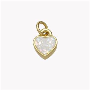 Copper Heart Pendant Pave Fire Opal 18K Gold Plated, approx 7mm [FN49236]