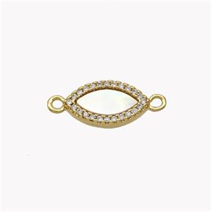 Copper Eye Connector Pave Shell Zirconia 18K Gold Plated, approx 8-13mm [FN49239]