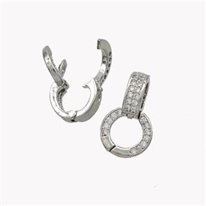 Copper Clasp Bail Pave Zirconia Platinum Plated, approx 9mm, 9-14mm [FN49240]