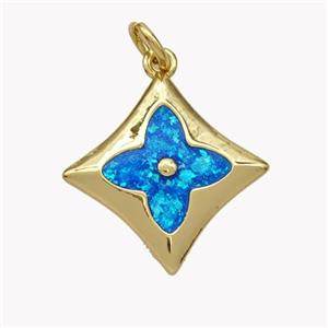 Copper Clover Pendant Pave Fire Opal 18K Gold Plated, approx 18mm [FN49249]