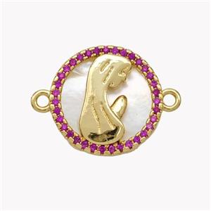 Copper Saint Connector Pave Shell Zirconia Circle 18K Gold Plated, approx 17mm [FN49294]