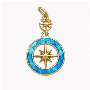 Copper Northstar Pendnat Pave Fire Opal 18K Gold Plated, approx 5mm, 14mm [FN49314]