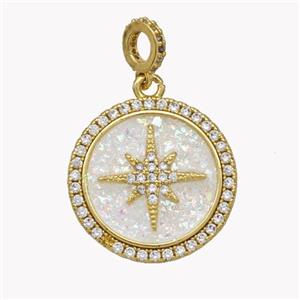 Copper Northstar Pendnat Pave Fire Opal Zirconia 18K Gold Plated, approx 7mm, 22mm [FN49315]