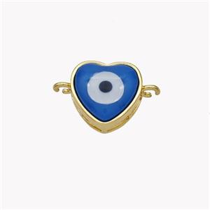 Copper Heart Connector Pave Shell Evil Eye 18K Gold Plated, approx 12mm [FN49318]