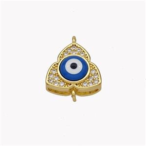 Copper Clover Connector Pave Shell Zirconia Evil Eye 18K Gold Plated, approx 12mm [FN49324]