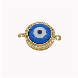 Copper Coin Connector Pave Shell Zirconia Evil Eye 18K Gold Plated, approx 14mm [FN49338]