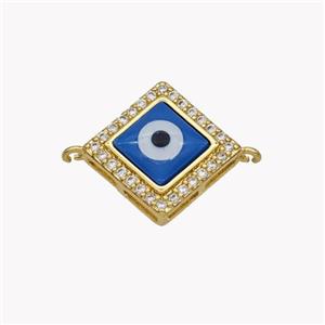 Copper Rhombus Connector Pave Shell Zirconia Evil Eye 18K Gold Plated, approx 15mm [FN49340]