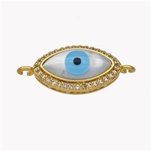 Copper Oval Connector Pave Shell Zirconia Evil Eye 18K Gold Plated, approx 10-17mm [FN49341]