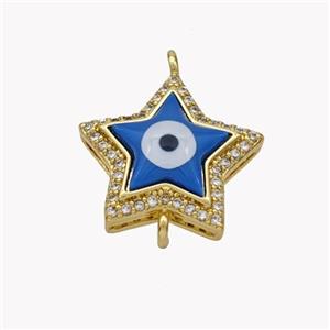 Copper Star Connector Pave Shell Zirconia Evil Eye 18K Gold Plated, approx 16.5mm [FN49348]