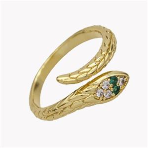 Copper Snake Rings Micropave Zirconia 18K Gold Plated, approx 3-5mm, 18mm dia [FN49358]