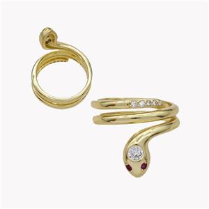 Copper Snake Rings Micropave Zirconia 18K Gold Plated, approx 6mm, 18mm dia [FN49360]
