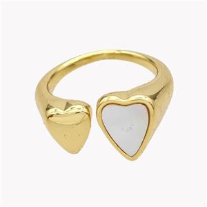 Copper Heart Rings Pave Shell 18K Gold Plated, approx 9-12mm, 18mm dia [FN49361]