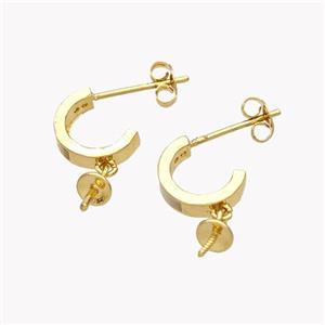 Copper Stud Earrings With Bail 18K Gold Plated, approx 10mm [FN49383]